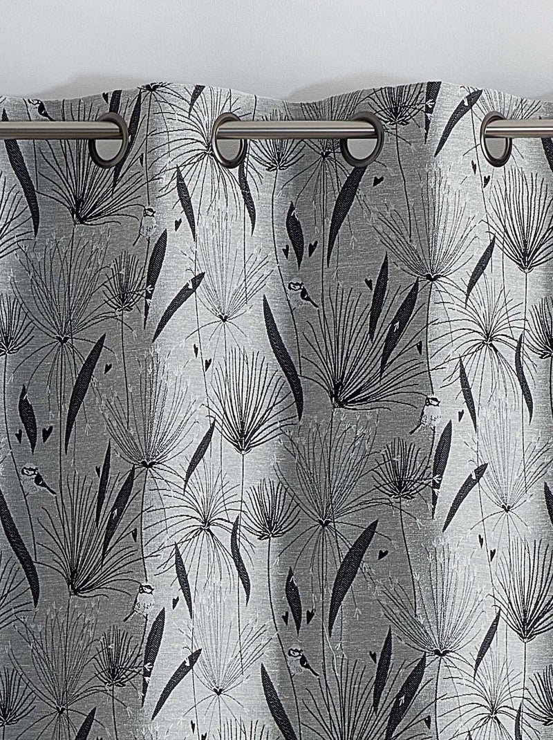 Rideau d'ameublement à jacquard papyrus Noir - Kiabi