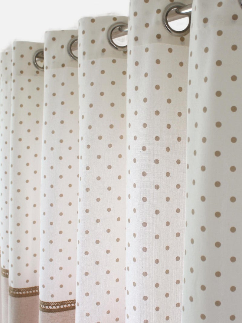 Rideau d'ameublement à pois Beige - Kiabi
