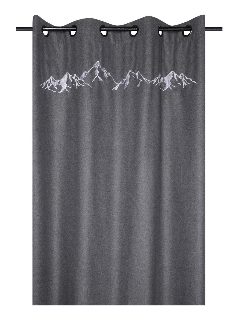 Rideau d'ameublement brodé montagne Gris clair - Kiabi