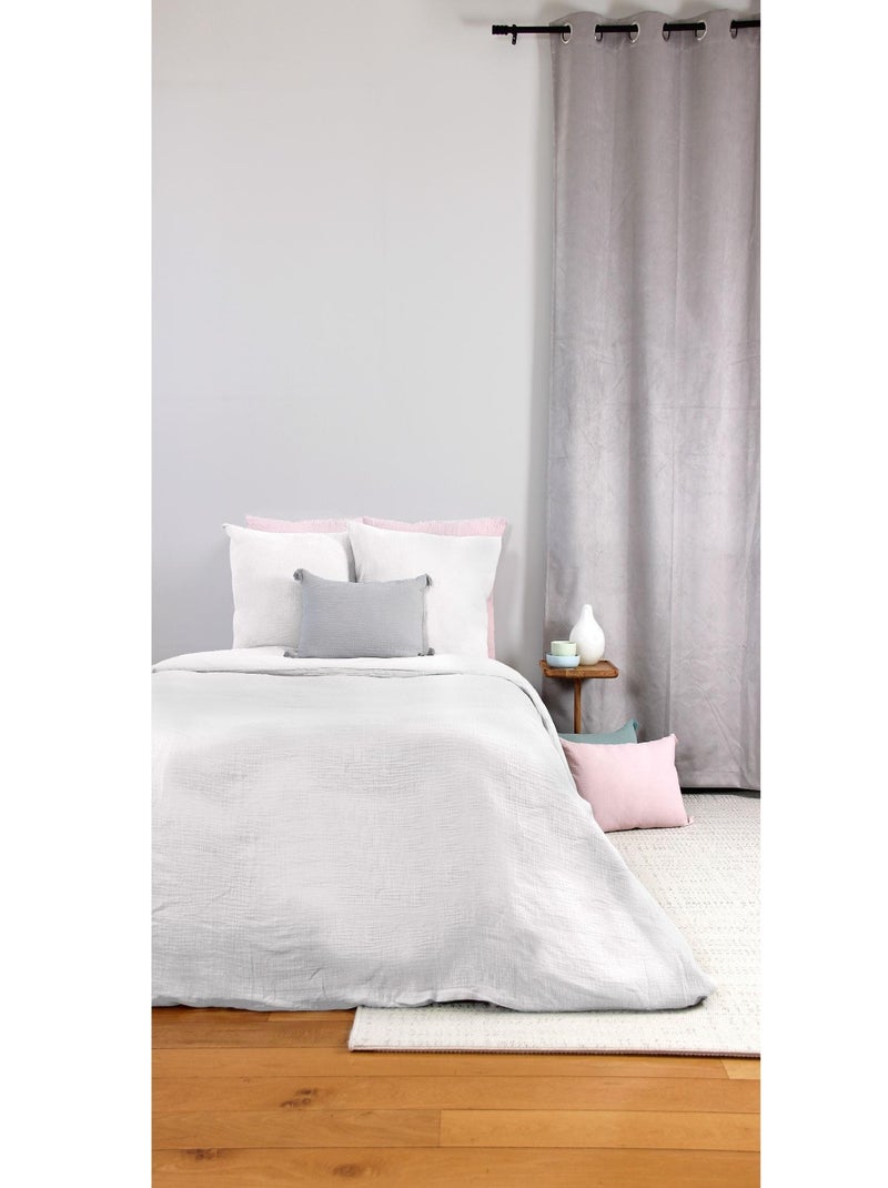 Rideau d'ameublement en gaze de coton Gris clair - Kiabi