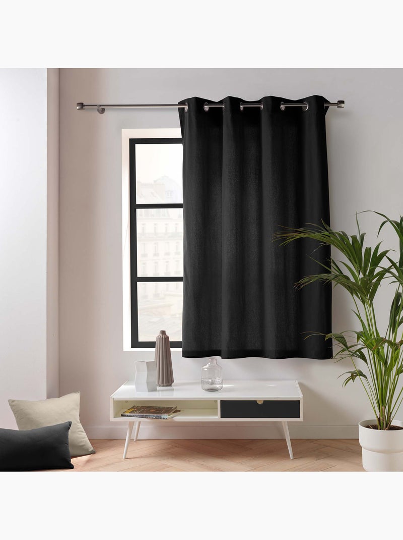 Rideau d'ameublement en poly/coton recyclé Noir - Kiabi
