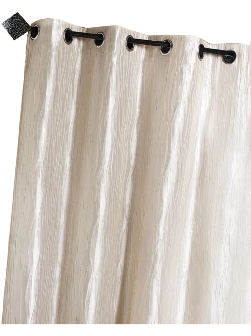 Rideau d'Ameublement en Taffetas Froissé Beige - Kiabi