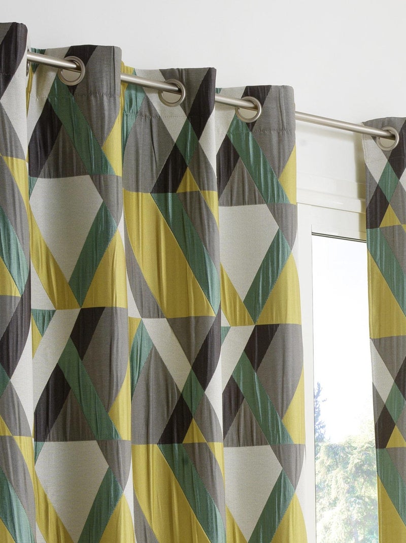 Rideau d'ameublement géométrique Vert - Kiabi
