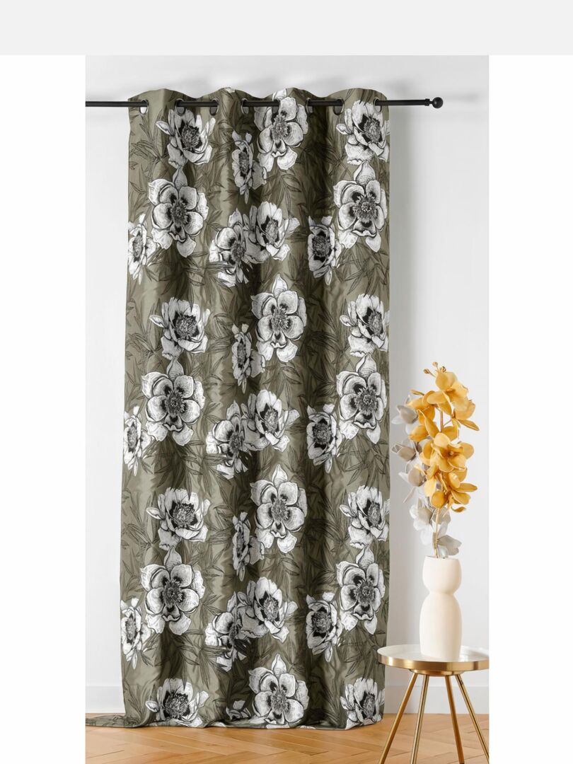 Paire De Tentures XIX ème Tissu d'Ameublement Au Décor Floral Rideau
