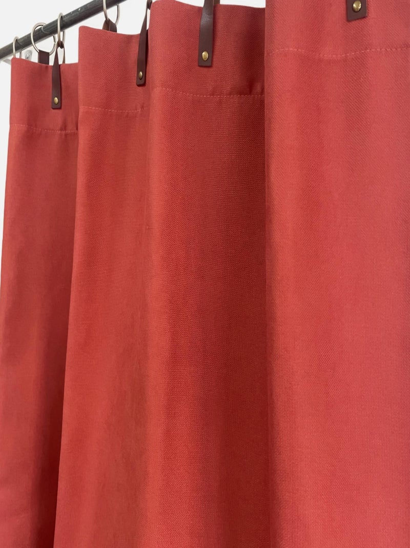 Rideau d'ameublement Rouille avec Lanières Simili cuir "Croisette" Orange - Kiabi