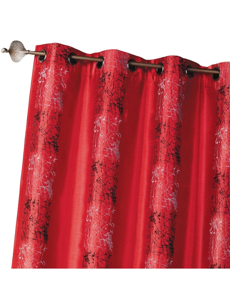 Rideau d'ameublement shantung brodé motif éthnique Rouge brique - Kiabi