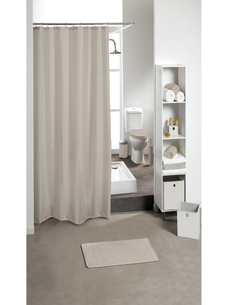 Rideau de douche 180 x 200 cm – PEVA Uni Taupe - Kiabi