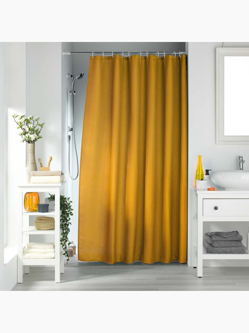 Rideau de douche 180 x 200 cm quartz ocre Ocre - Kiabi