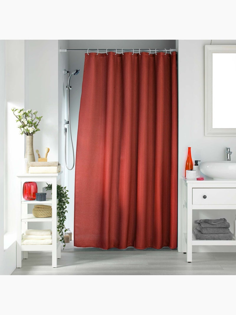Rideau de douche 180 x 200 cm Quartz terracotta Terracotta - Kiabi
