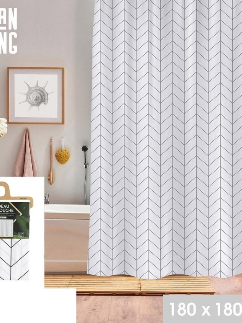 Rideau de douche 180x180 cm Lines Blanc - Kiabi