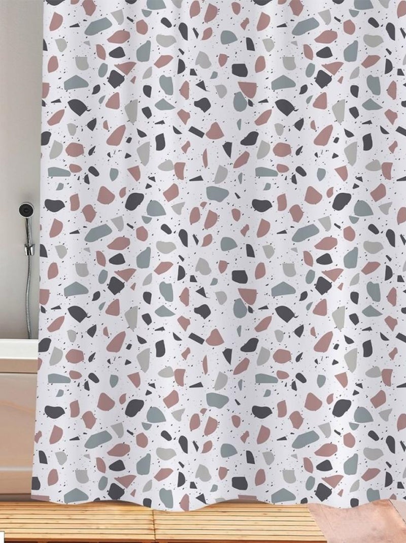 Rideau de douche 180x180 cm Terrazo Blanc - Kiabi