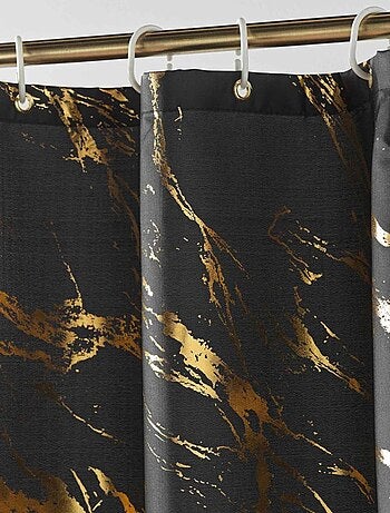 Rideau de douche 180x200 AQUAMARBRE Noir avec 12 anneaux