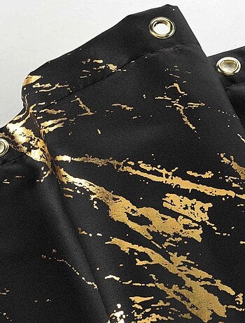 Rideau de douche 180x200 AQUAMARBRE Noir avec 12 anneaux