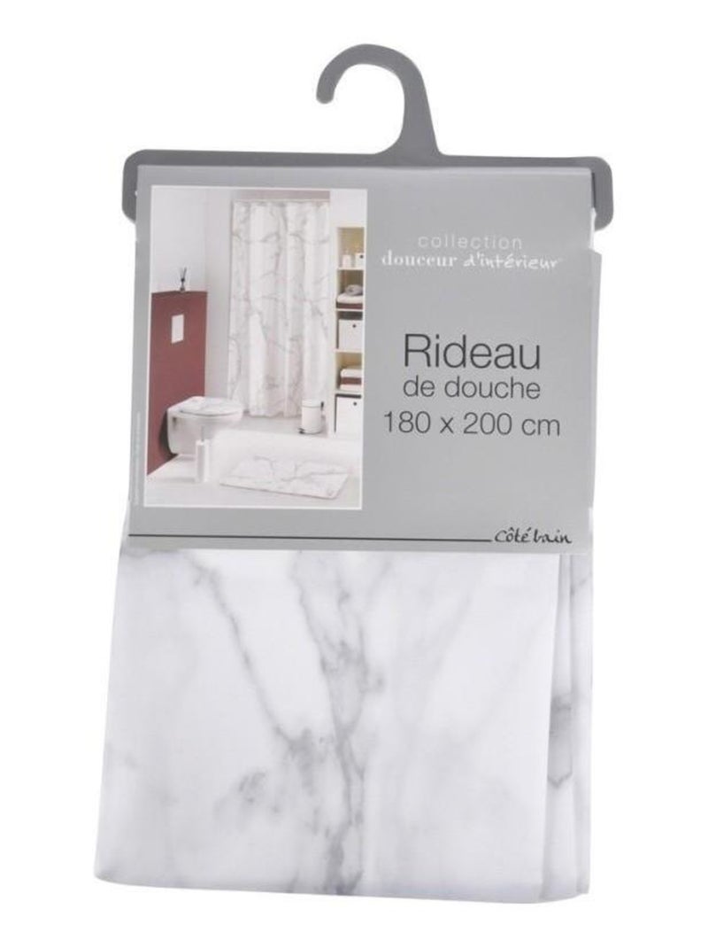 Rideau de douche 180x200 cm effet Marbre Blanc - Kiabi
