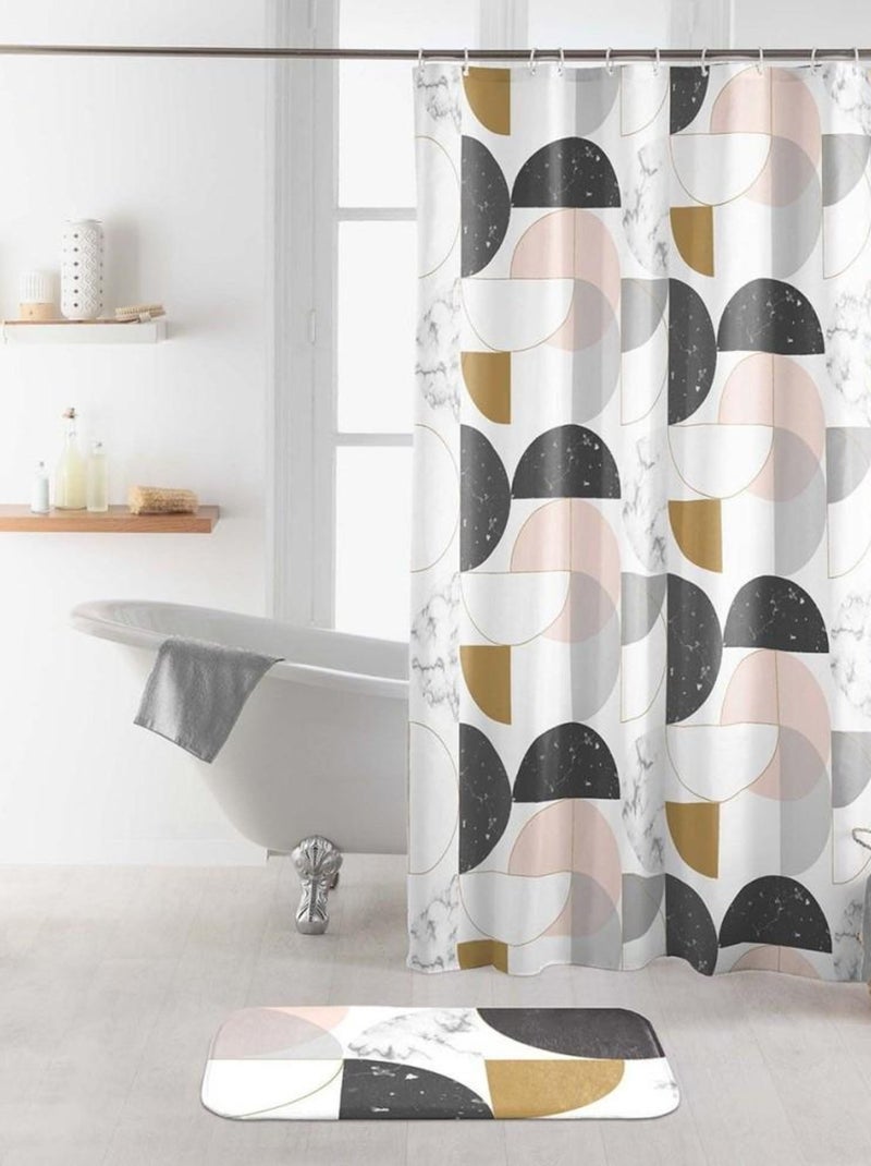 Rideau de douche 180x200 Geomarbre rose Rose - Kiabi