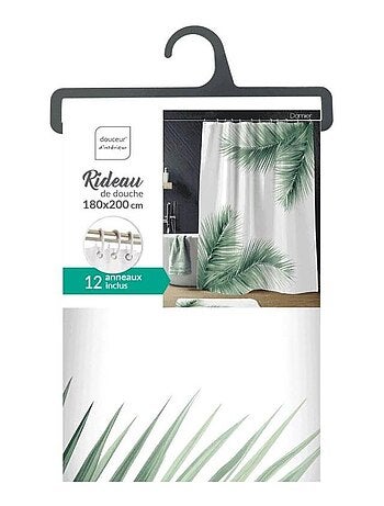 Rideau de douche 180x200 HAVANE avec 12 anneaux