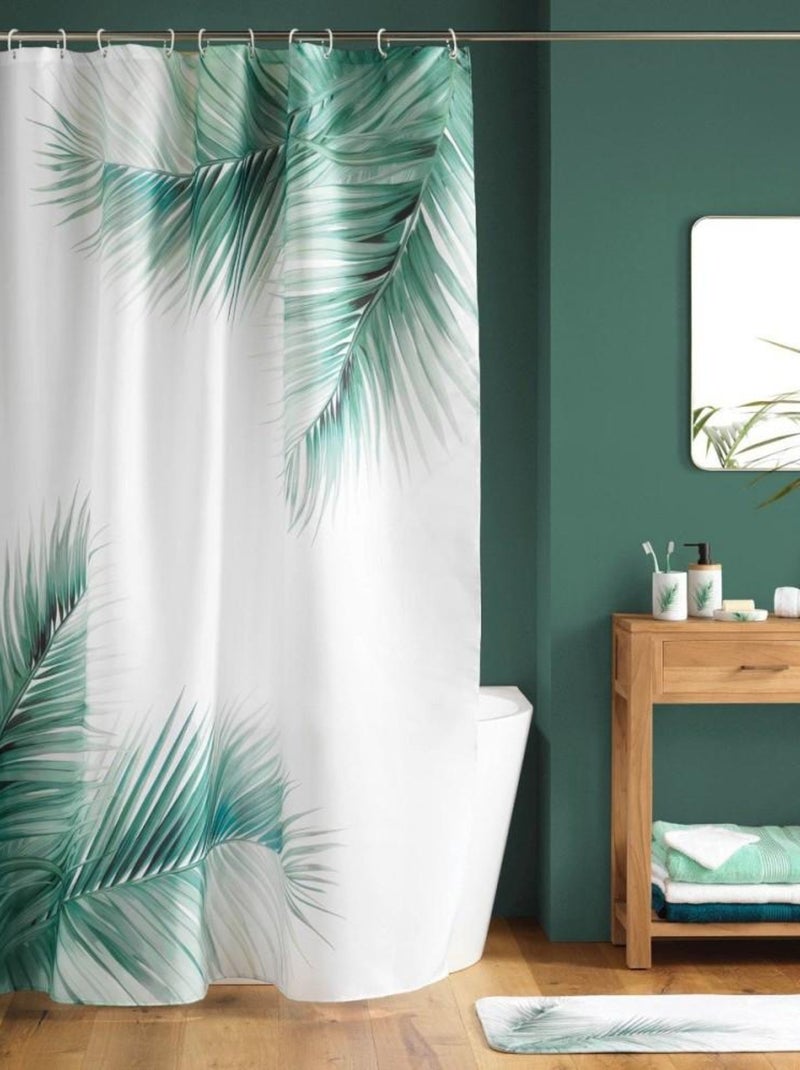 Rideau de douche 180x200 HAVANE avec 12 anneaux Blanc - Kiabi