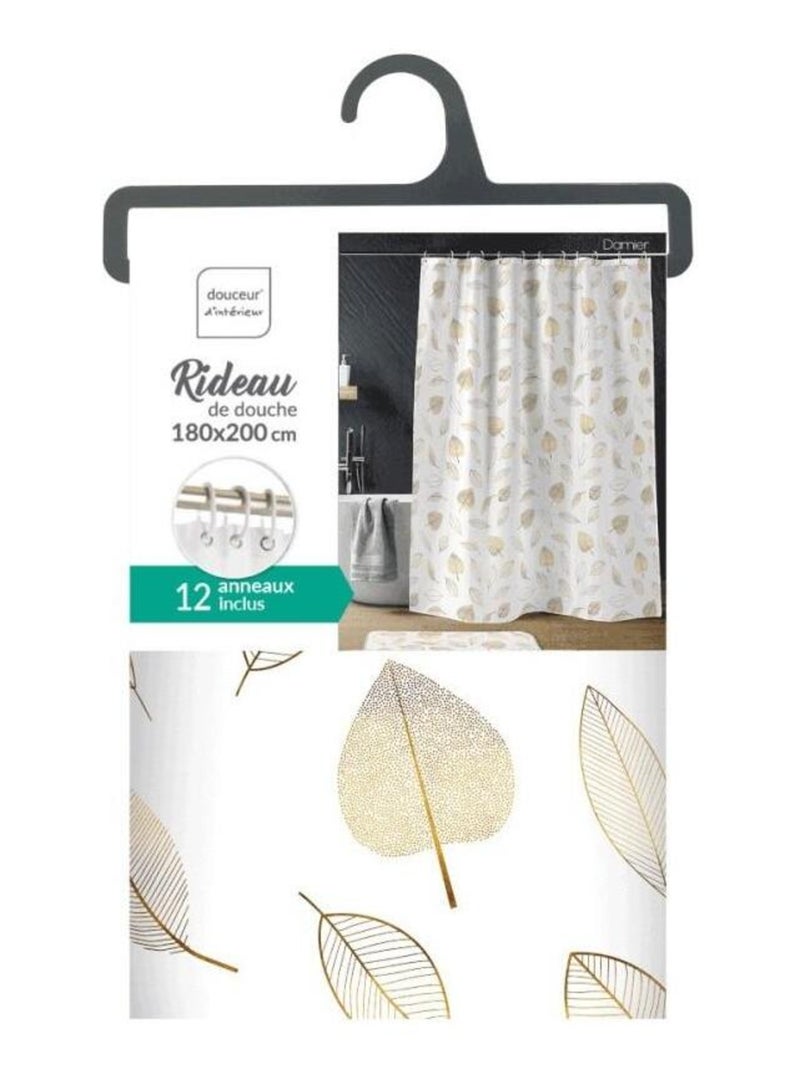 Rideau de douche 180x200 JOYA avec 12 anneaux Blanc - Kiabi