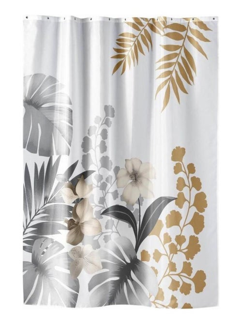 Rideau de douche 180x200 KELLY blanc avec 12 anneaux - Kiabi