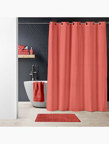 Rideau de douche à œillets clipsables microfibre gaufrée unie