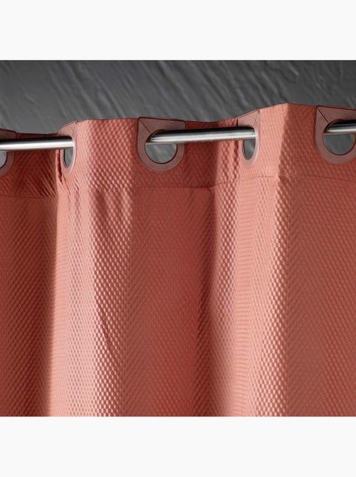 Rideau de douche à œillets clipsables microfibre gaufrée unie - Kiabi