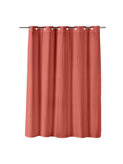 Rideau de douche à œillets clipsables microfibre gaufrée unie - Kiabi