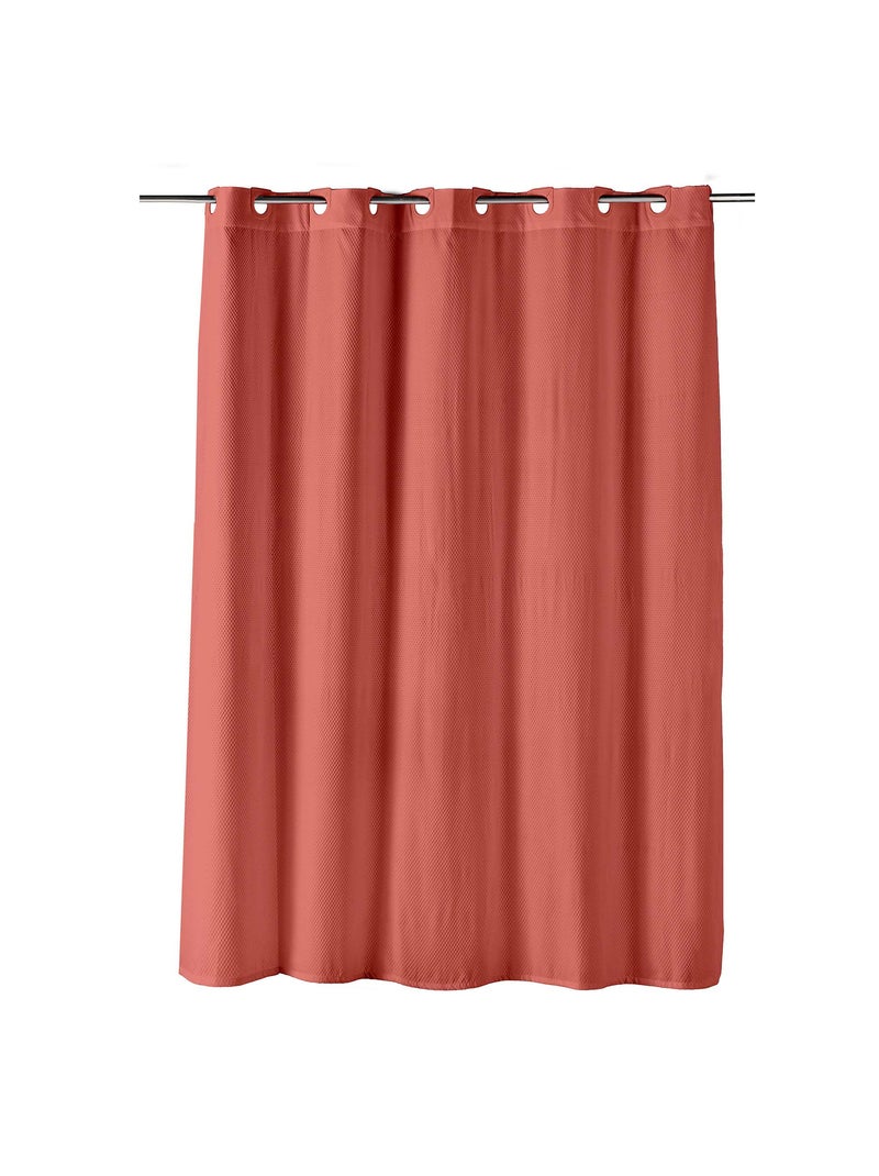 Rideau de douche à œillets clipsables microfibre gaufrée unie Terracotta - Kiabi