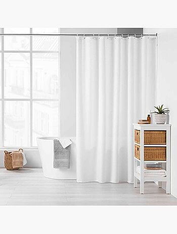 Rideau de douche avec crochets 180 x 200 cm Yalline blanc