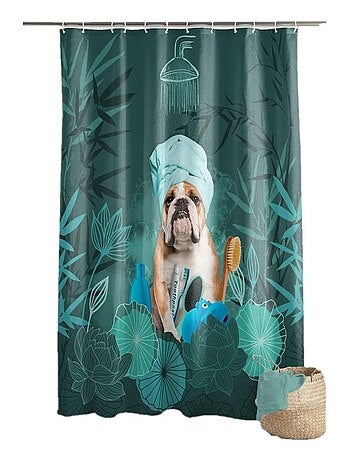 Rideau de douche avec crochets Doggy zen