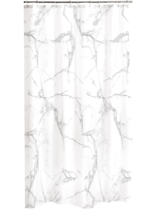 Rideau de douche avec crochets Marbre - Kiabi