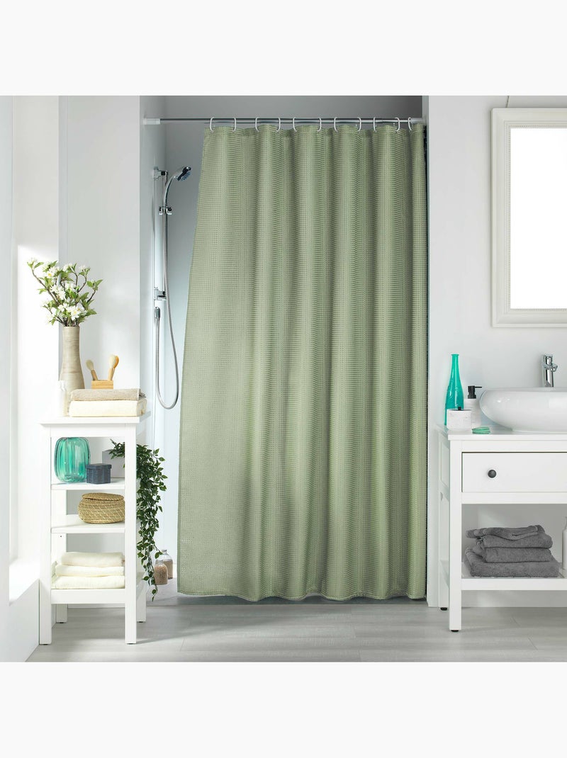 Rideau de douche avec crochets uni quartz Vert Sauge - Kiabi