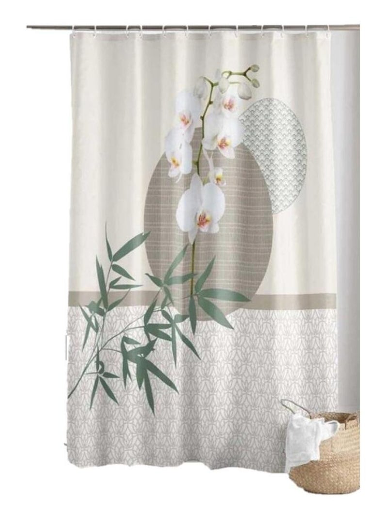 Rideau de douche Belle Orchidée Beige - Kiabi