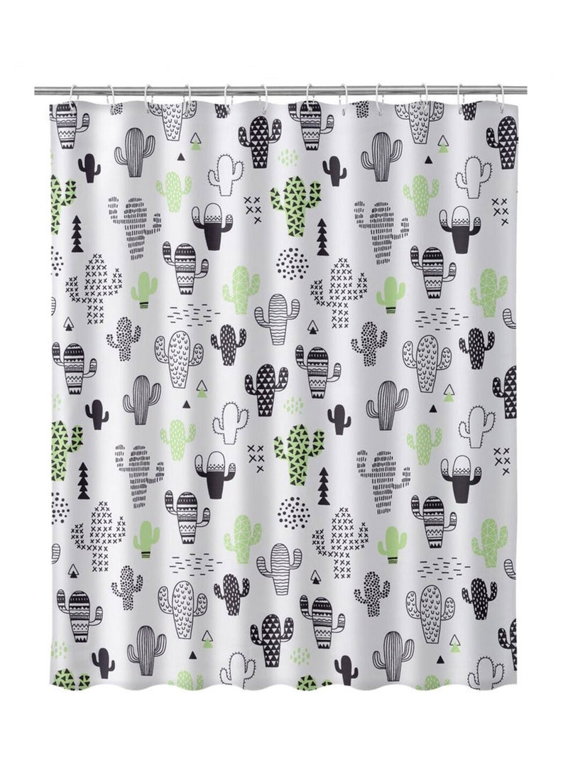 Rideau de douche cactus Blanc - Kiabi
