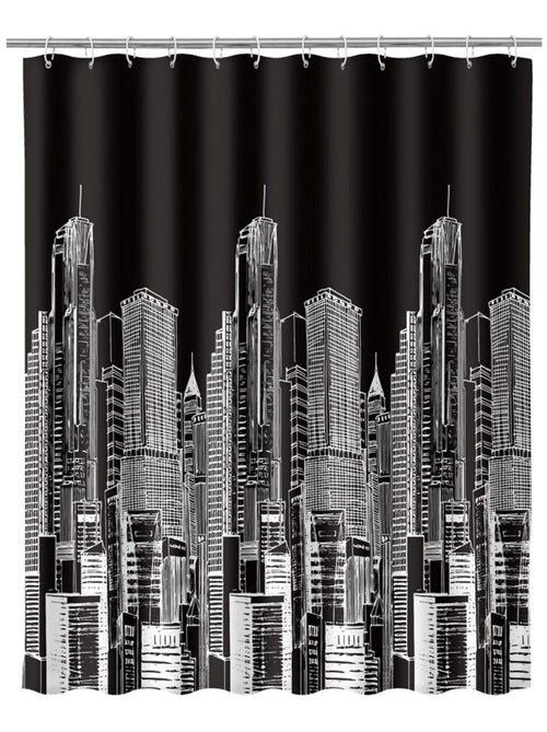 Rideau de douche city noir - Kiabi