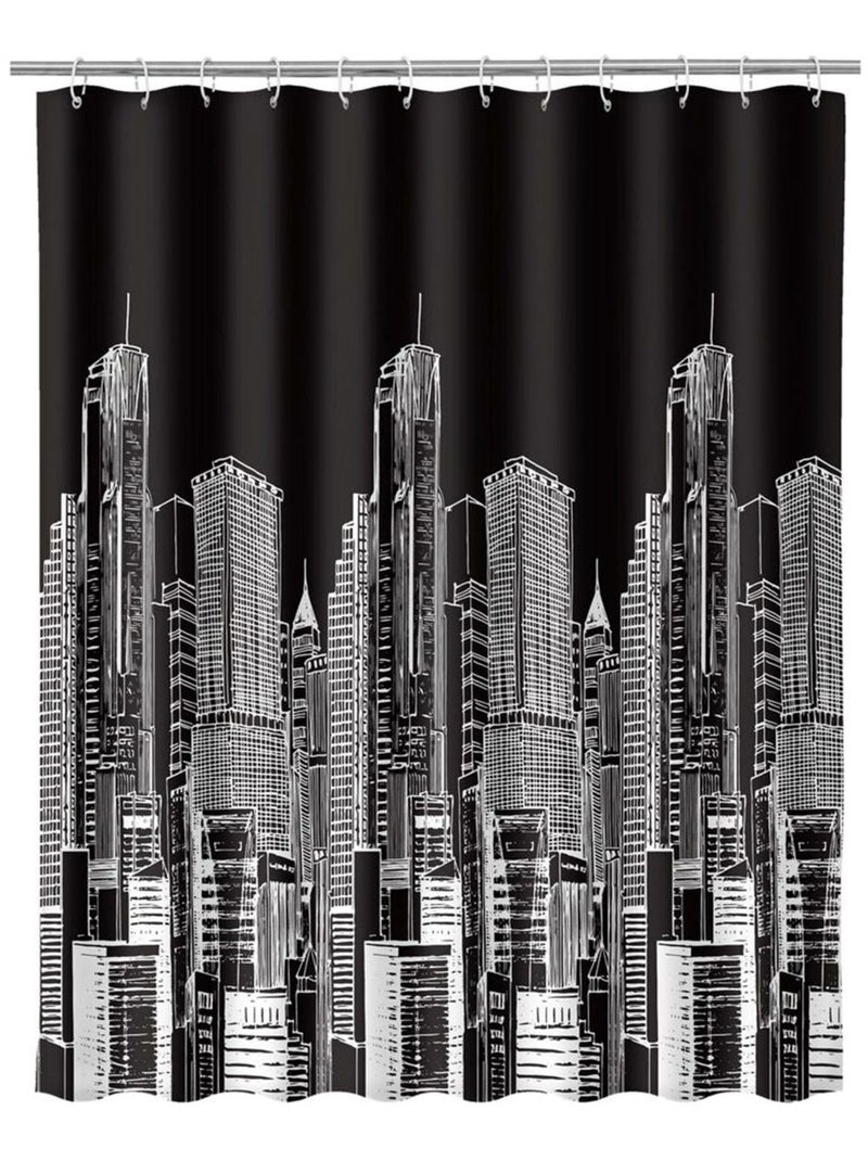 Rideau de douche city noir Noir - Kiabi