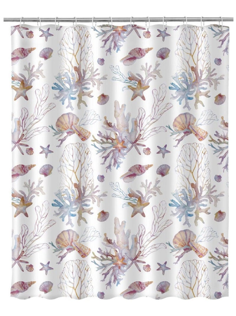 Rideau de douche décor marin - 180 x 200 cm Blanc - Kiabi