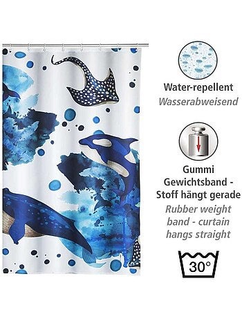 Rideau de douche en polyester recyclé à motifs animaux marins