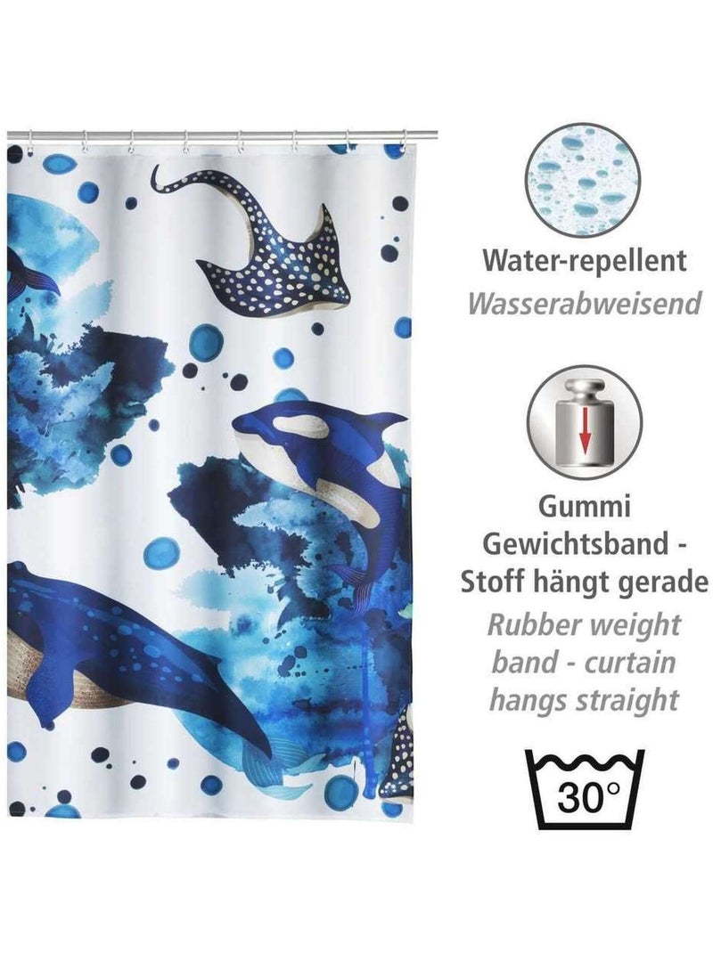 Rideau de douche en polyester recyclé à motifs animaux marins Bleu - Kiabi