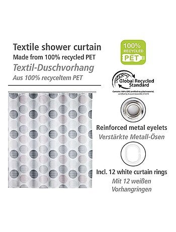 Rideau de douche en polyester recyclé à motifs pois