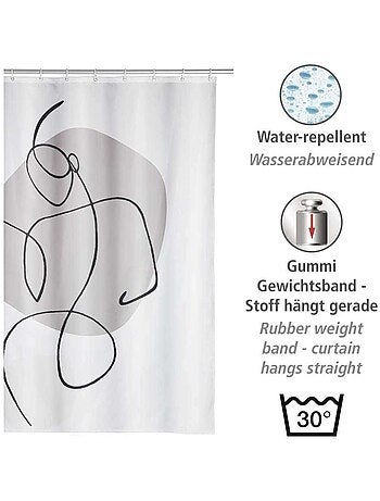 Rideau de douche en polyester recyclé motif SILHOUETTE