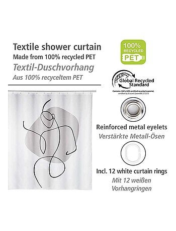 Rideau de douche en polyester recyclé motif SILHOUETTE