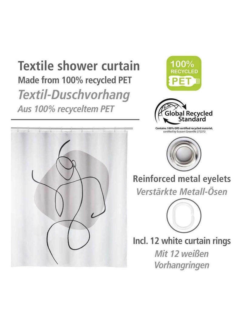 Rideau de douche en polyester recyclé motif SILHOUETTE Blanc - Kiabi