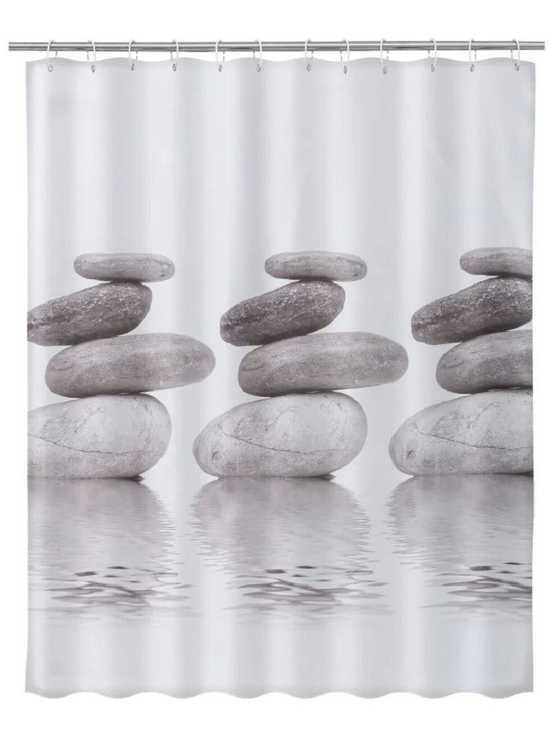 Rideau de douche galets Blanc Gris - Kiabi