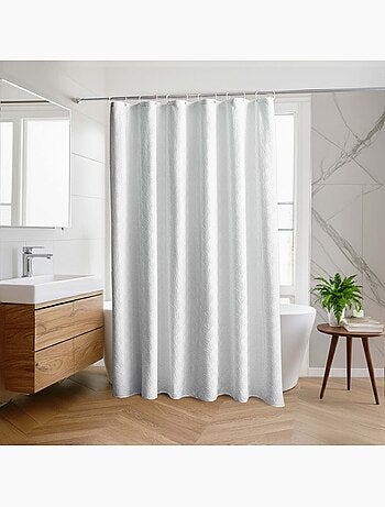 Rideau de douche gaufré en microfibre avec crochets