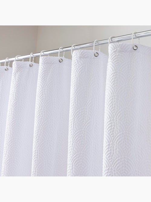 Rideau de douche gaufré en microfibre avec crochets - Kiabi Rideau de douche gaufré en microfibre avec crochets - Kiabi