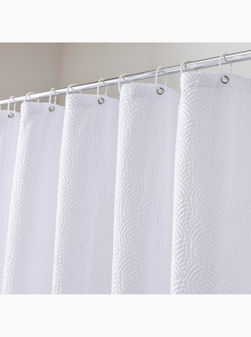 Rideau de douche gaufré en microfibre avec crochets Blanc - Kiabi