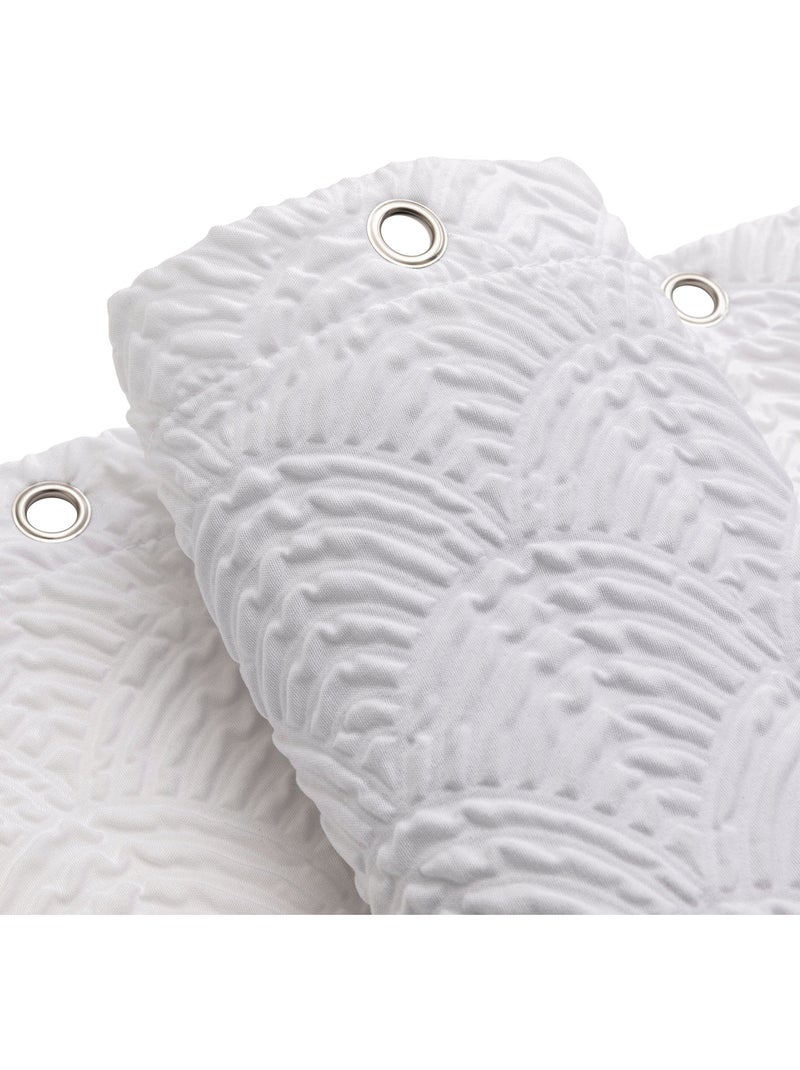 Rideau de douche gaufré en microfibre avec crochets Blanc - Kiabi