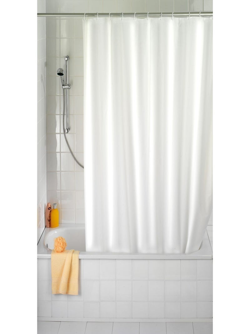 Rideau de douche imperméable uni avec anneaux Blanc - Kiabi