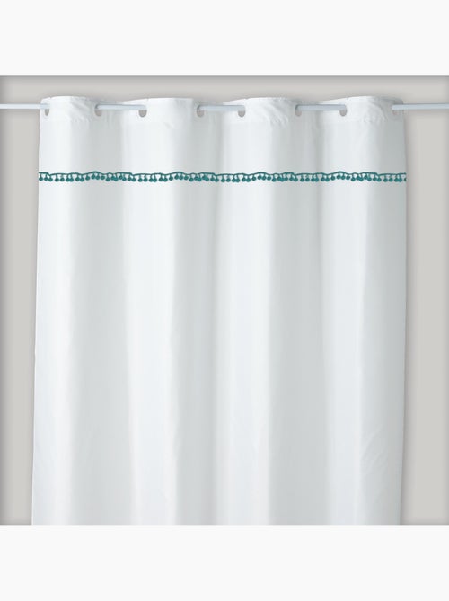 Rideau de douche imprimé à pompons 180x200 cm 8 anneaux intégrés Guy Levasseur - Kiabi