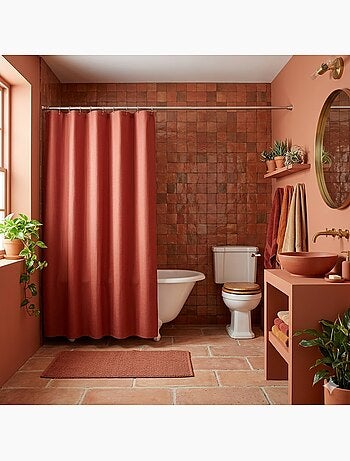 Rideau de douche jacquard uni quartz avec crochets